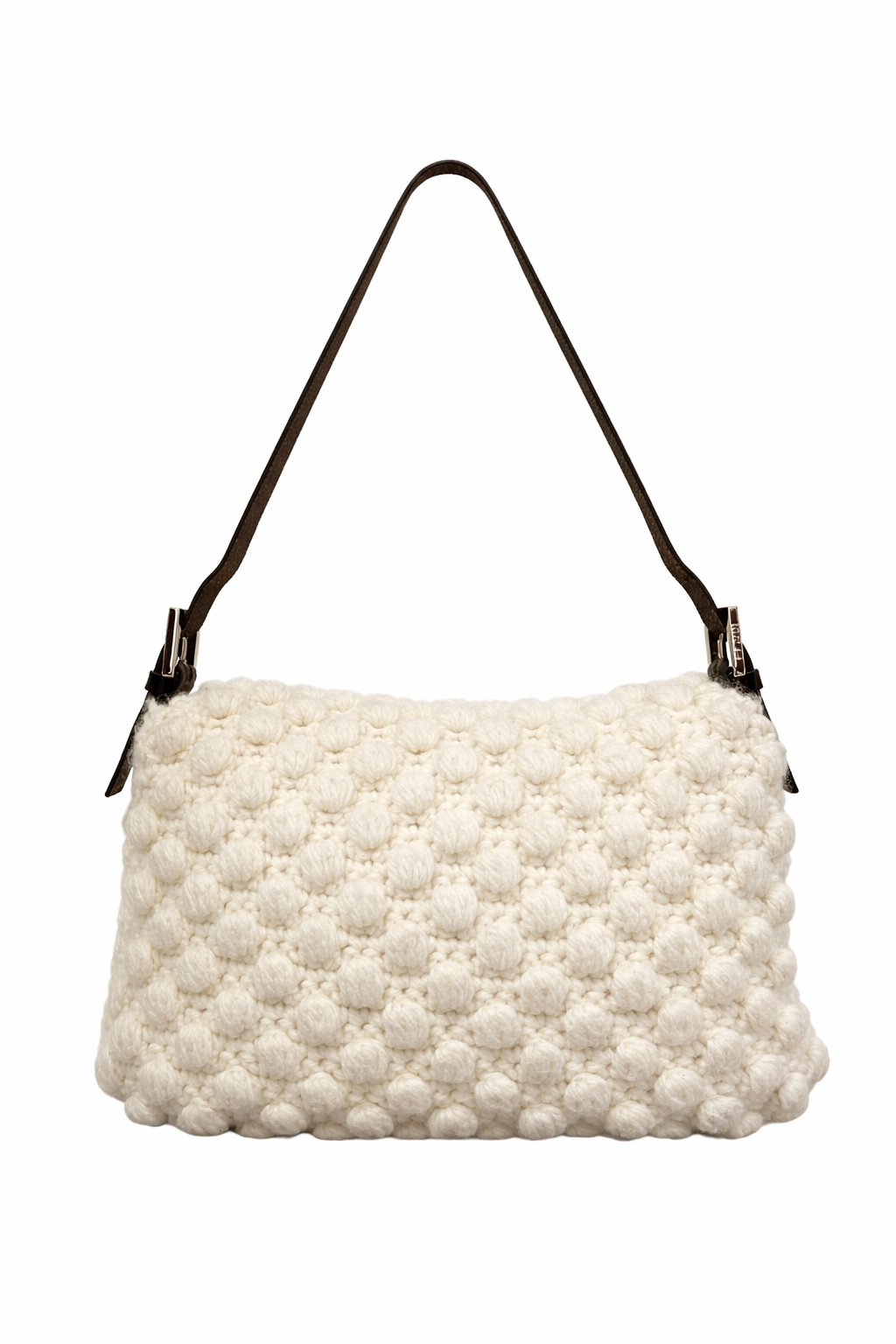 Fendi White Crochet Mamma Baguette Bag