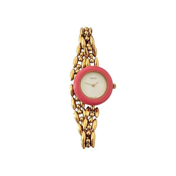 Gucci Gold Interchangeable Pastel Bezel Watch