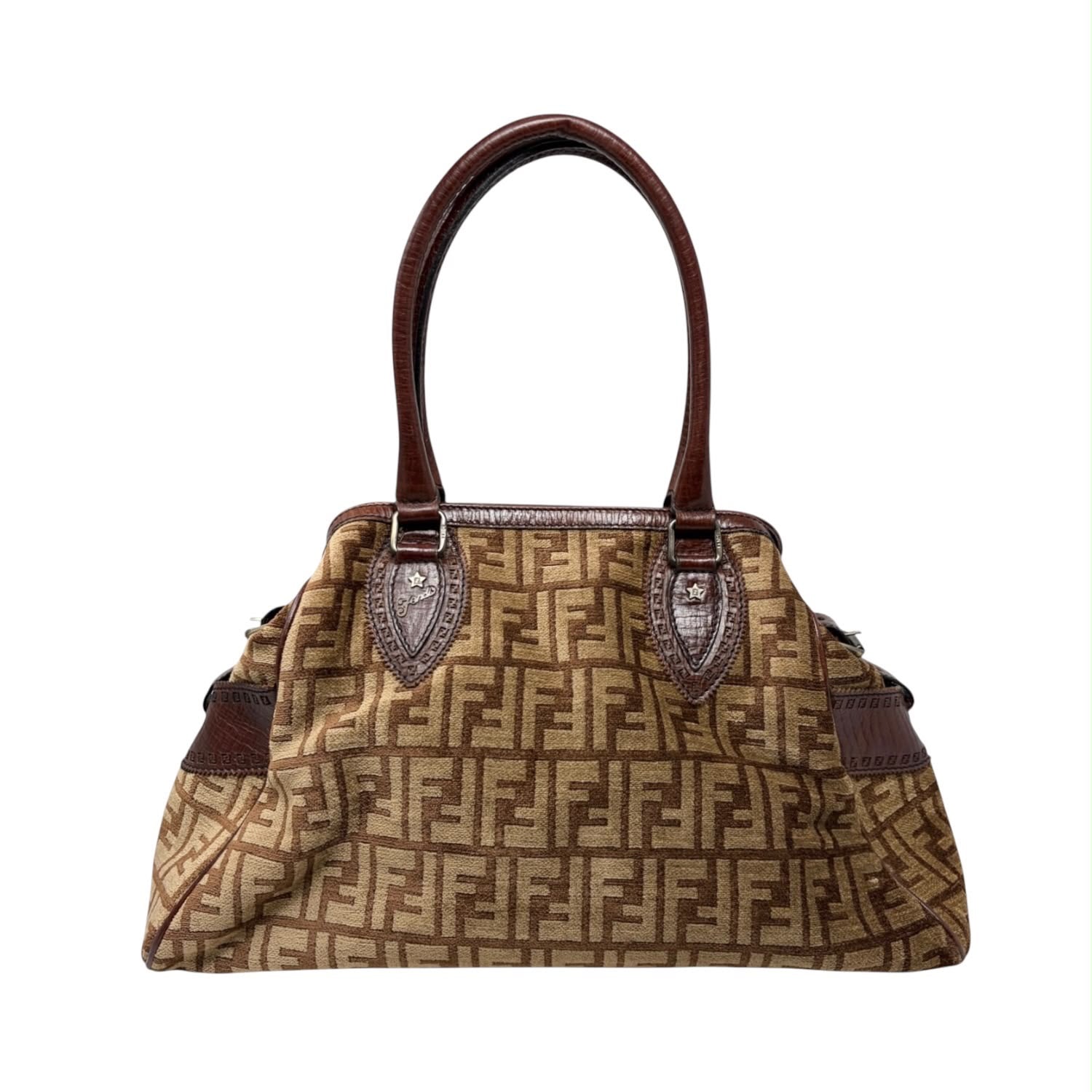 Fendi Brown Velour Shoulder Bag