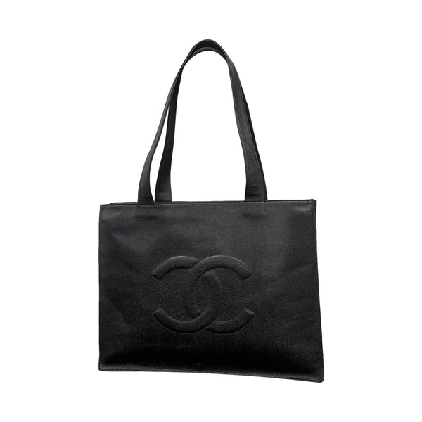 Chanel Black Caviar Leather Shoulder Tote