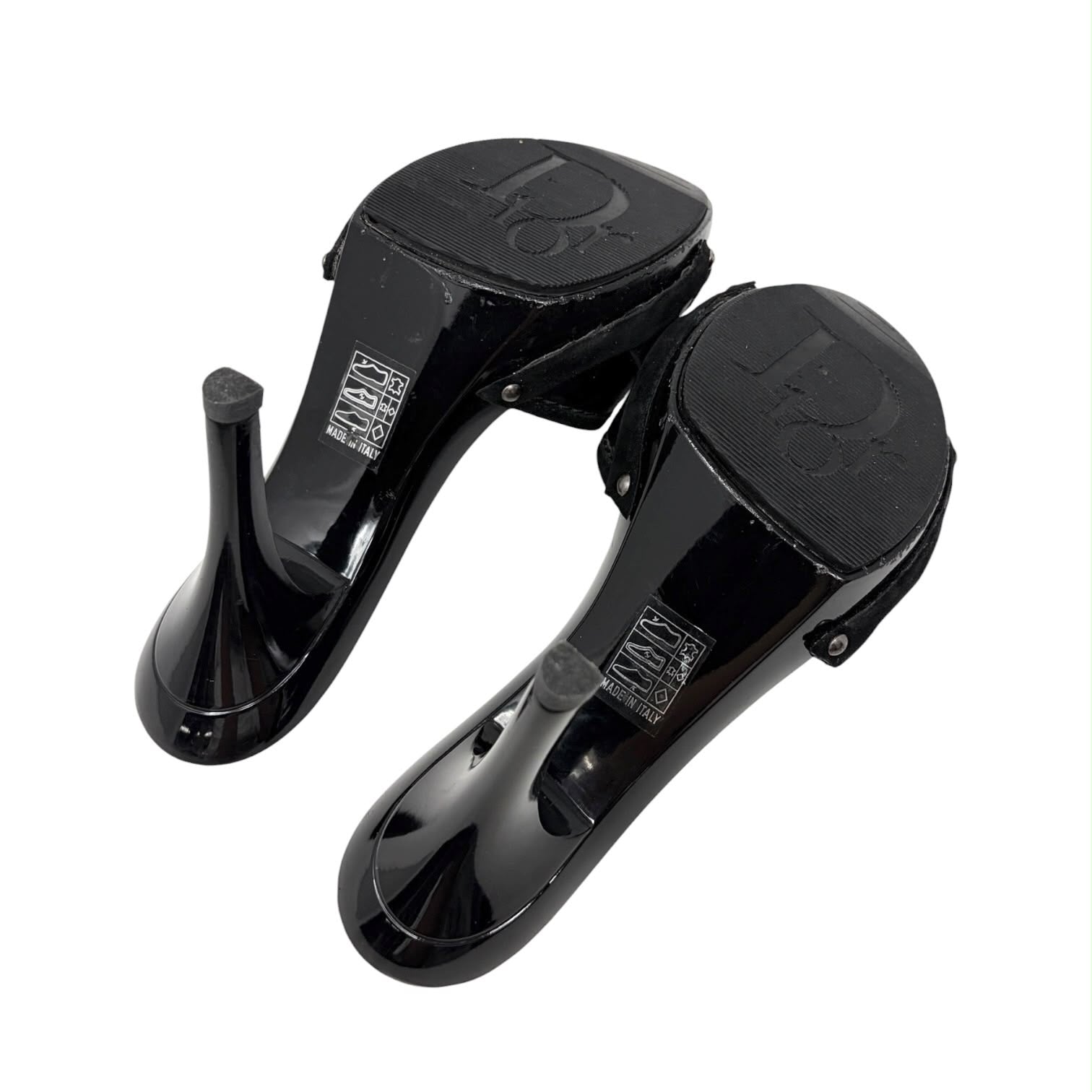 Dior Black Logo Strap Heels