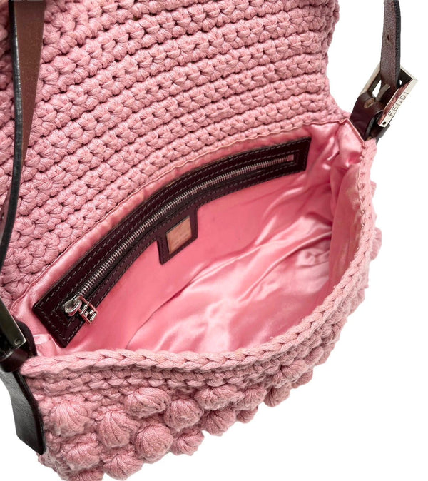 Fendi Pink Crocheted Baguette Bag