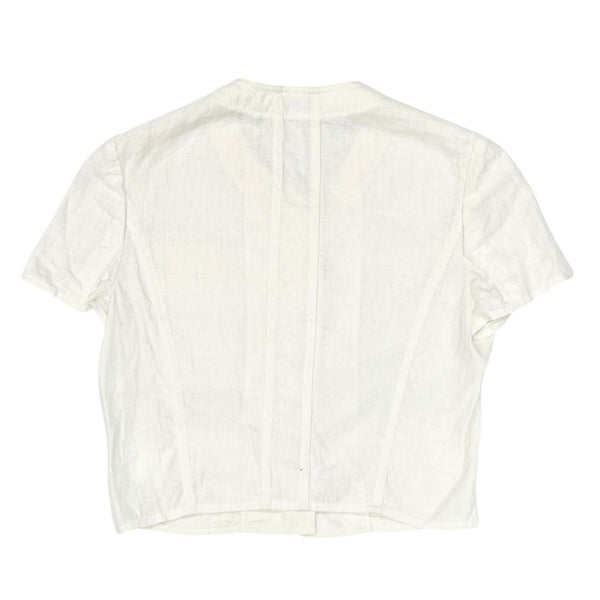 Chanel Ivory Linen Logo Button Top