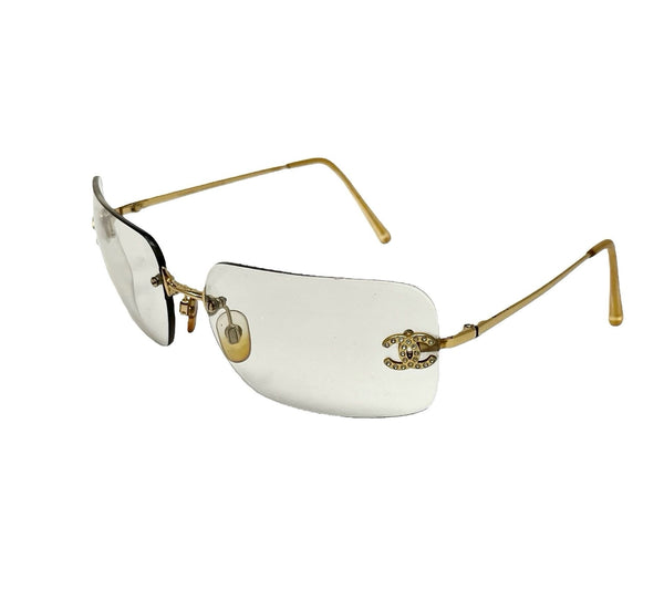 Chanel Clear Rhinestone Rimless Sunglasses – Treasures of NYC