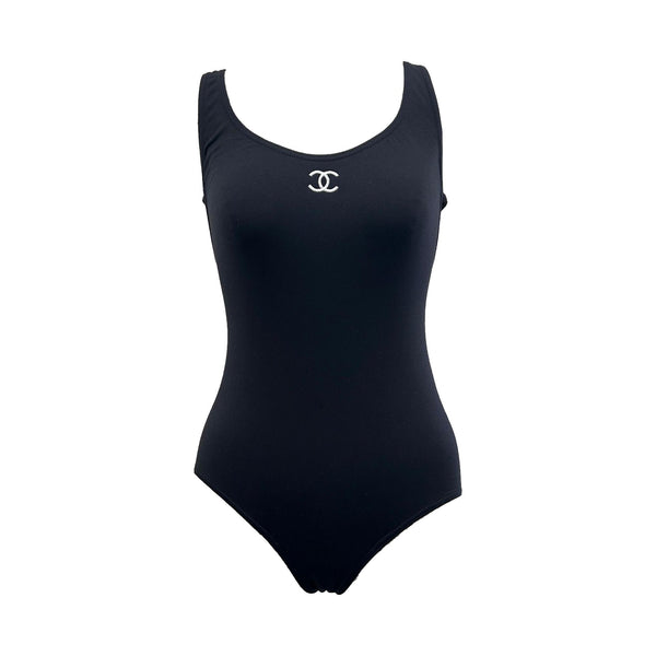 Chanel Black Logo Bodysuit/One Piece