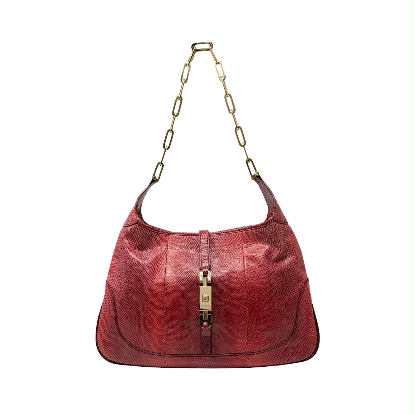 Gucci Red Snakeskin Chain Shoulder Bag