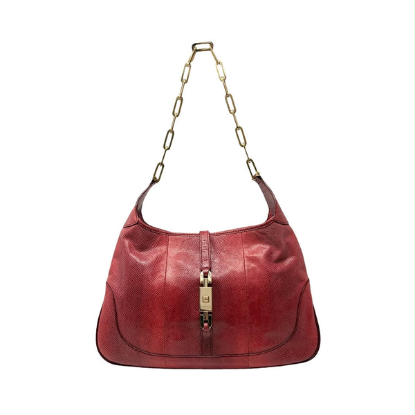 Gucci Red Snakeskin Chain Shoulder Bag