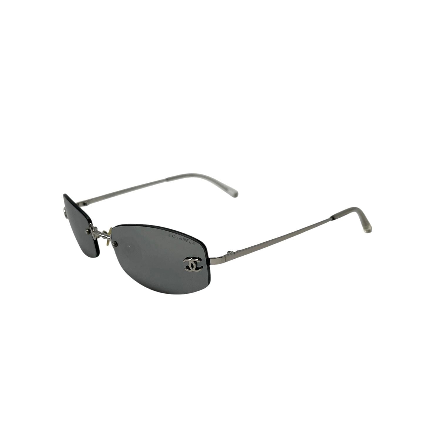 Chanel Brown Mini Rimless Sunglasses