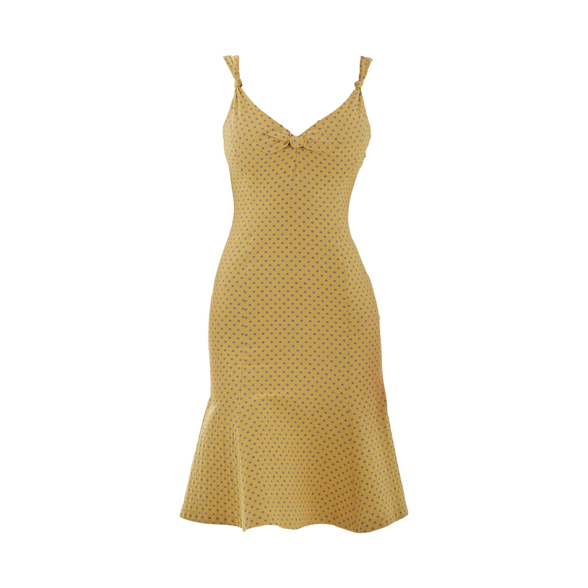 Moschino Multi Polka Dot Cotton Bow Sleeveless Dress