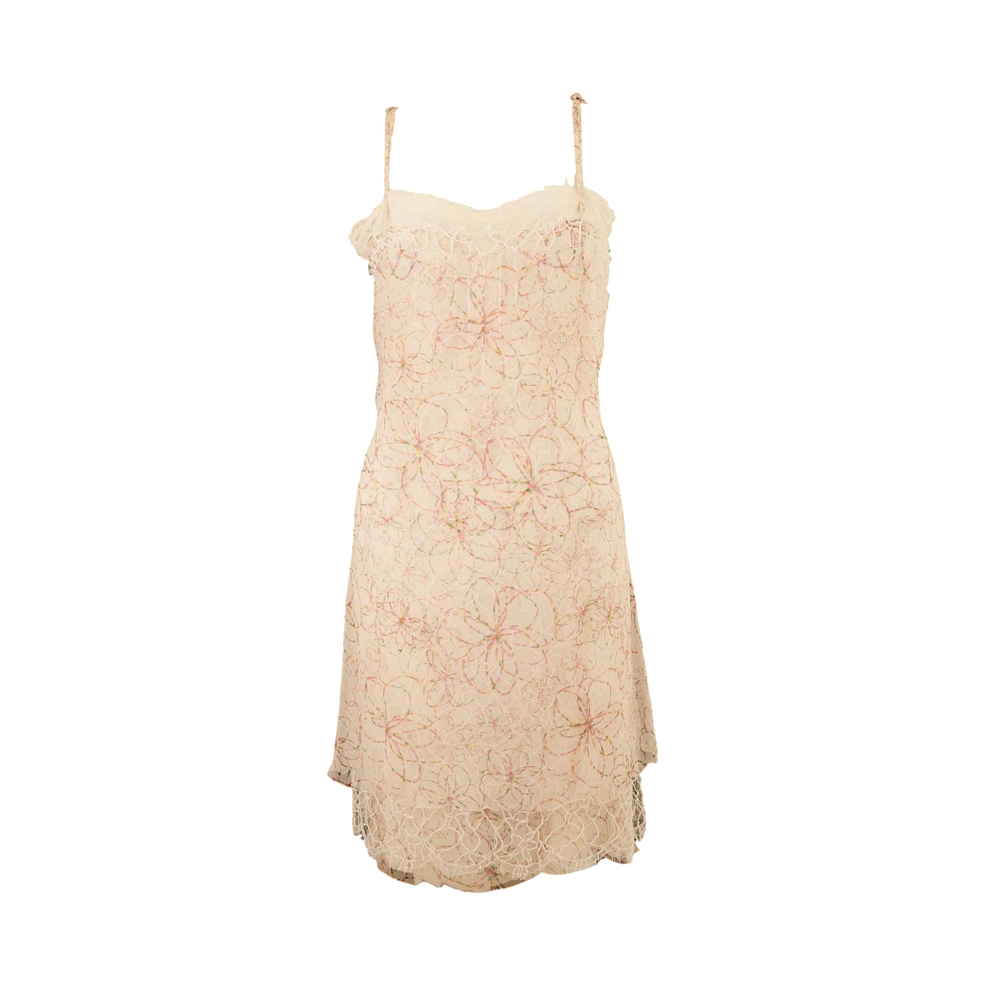 Chanel '04 Silk Floral Lace Dress