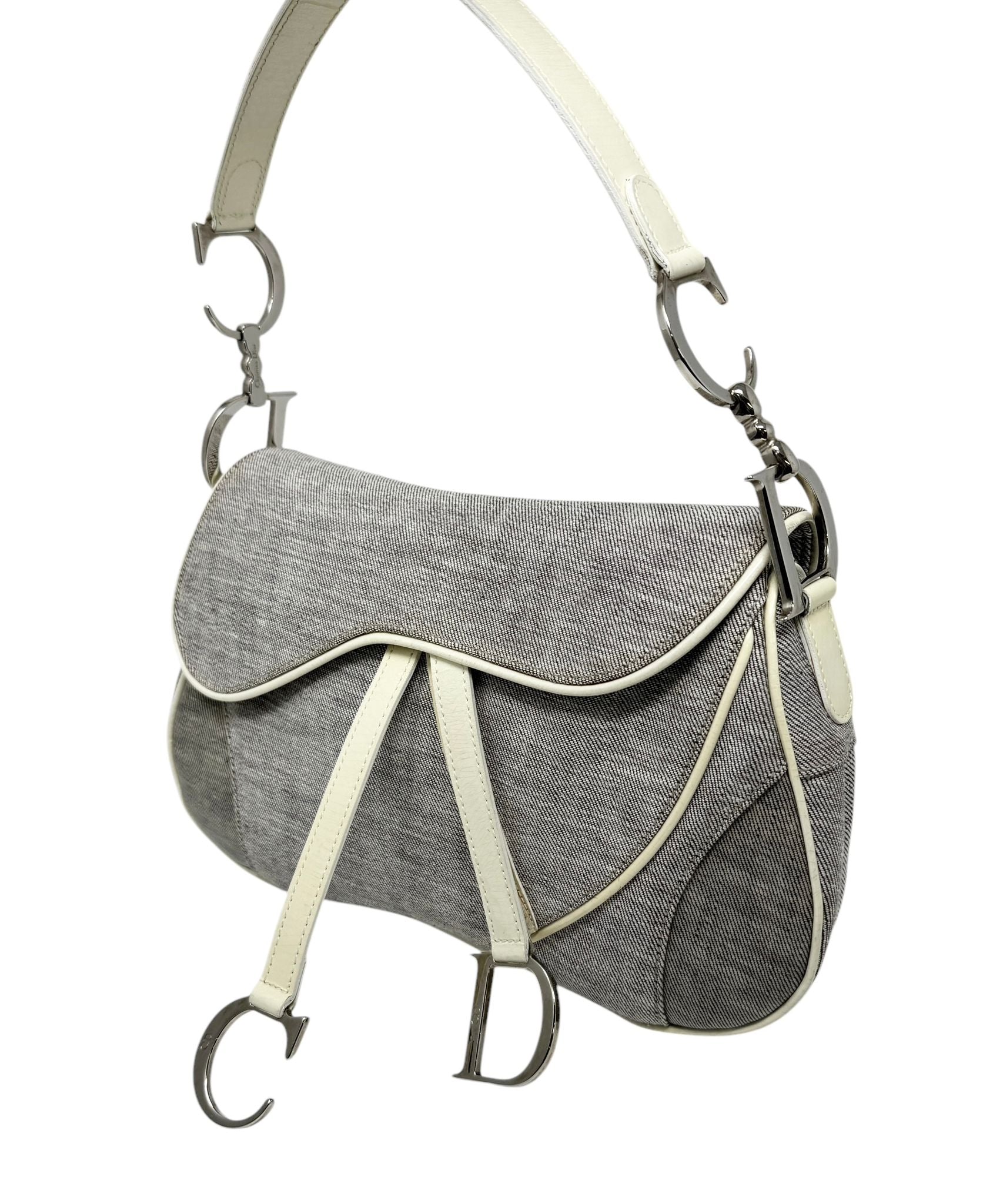 Dior Grey Canvas Double Saddle