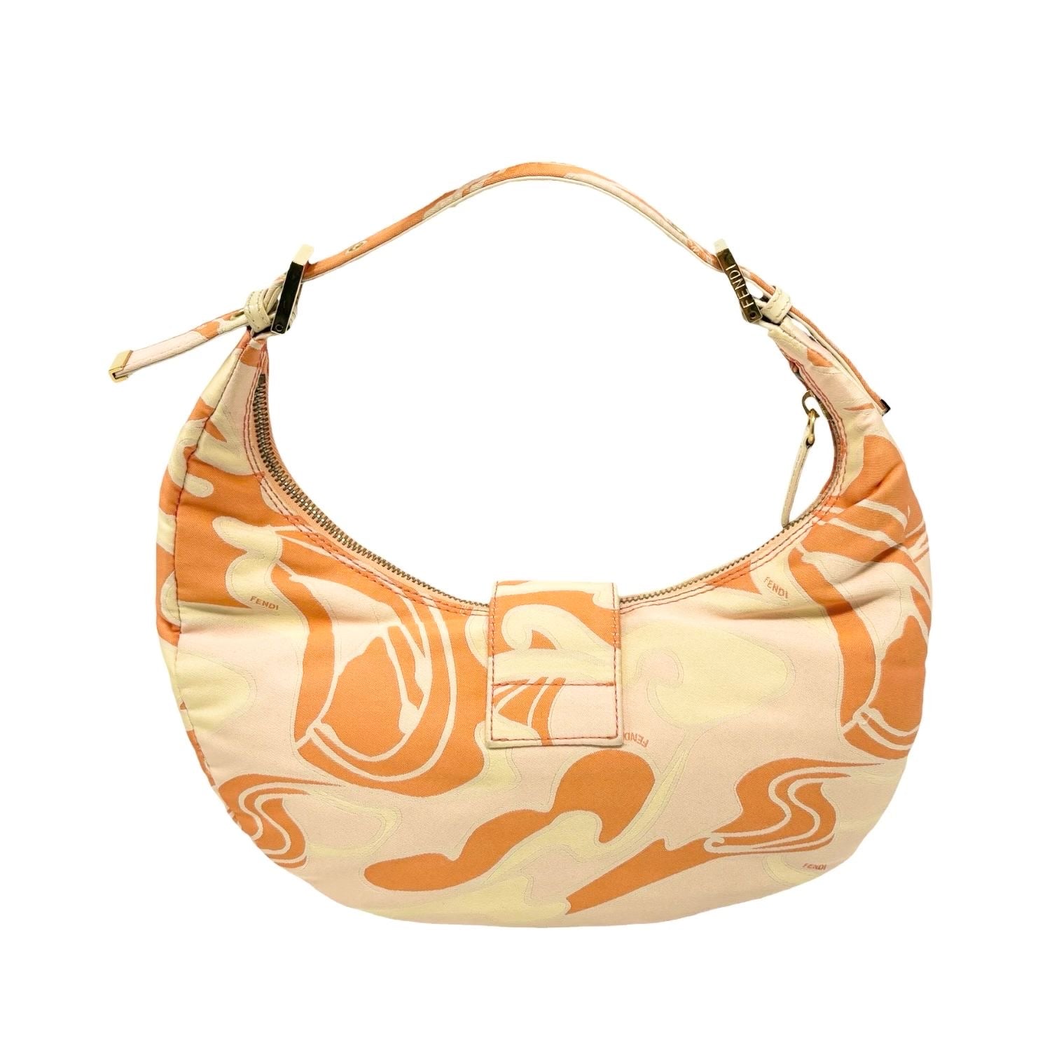 Fendi Orange Wave Print Croissant Bag
