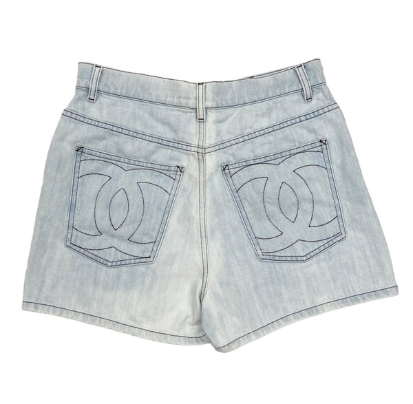 Chanel Denim Logo Shorts