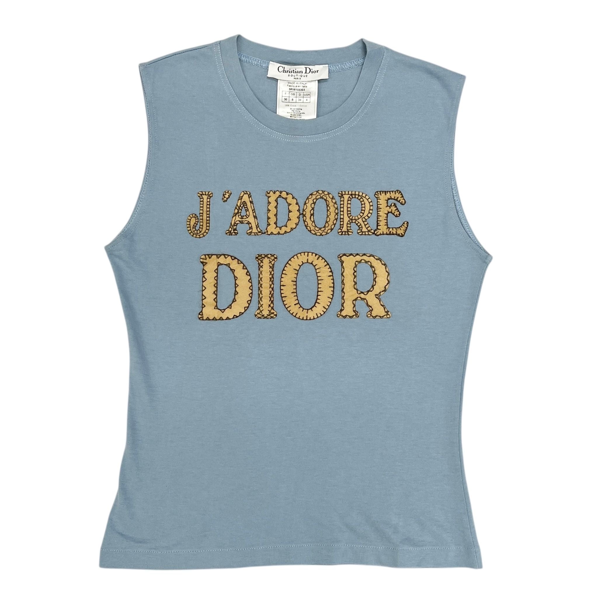 クリスチャンディオール J'ADORE DIOR タンクトップ size 40 Dior 'J'Adore' Baby Blue Stitched Tank – Treasures of NYC