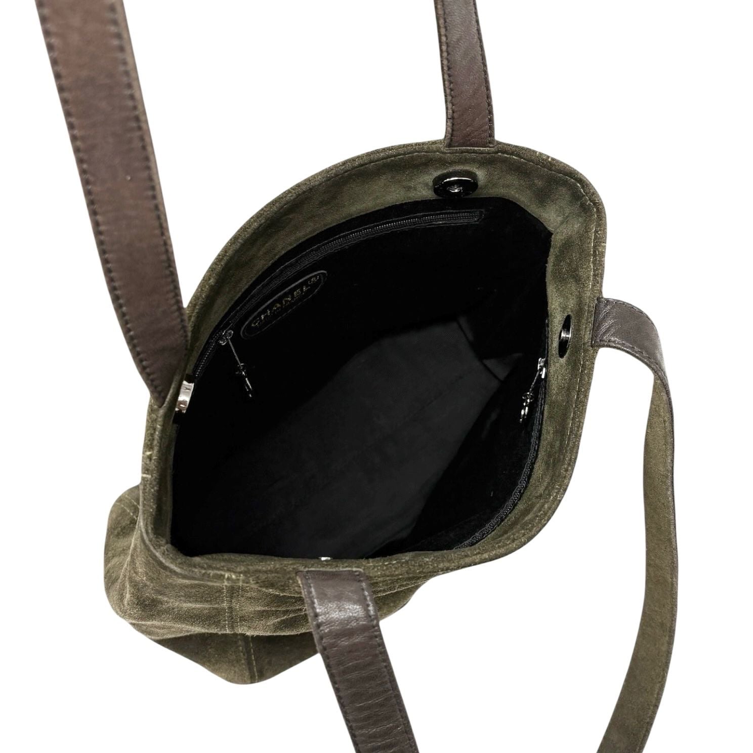 Chanel Olive Green Suede Shoulder Bag