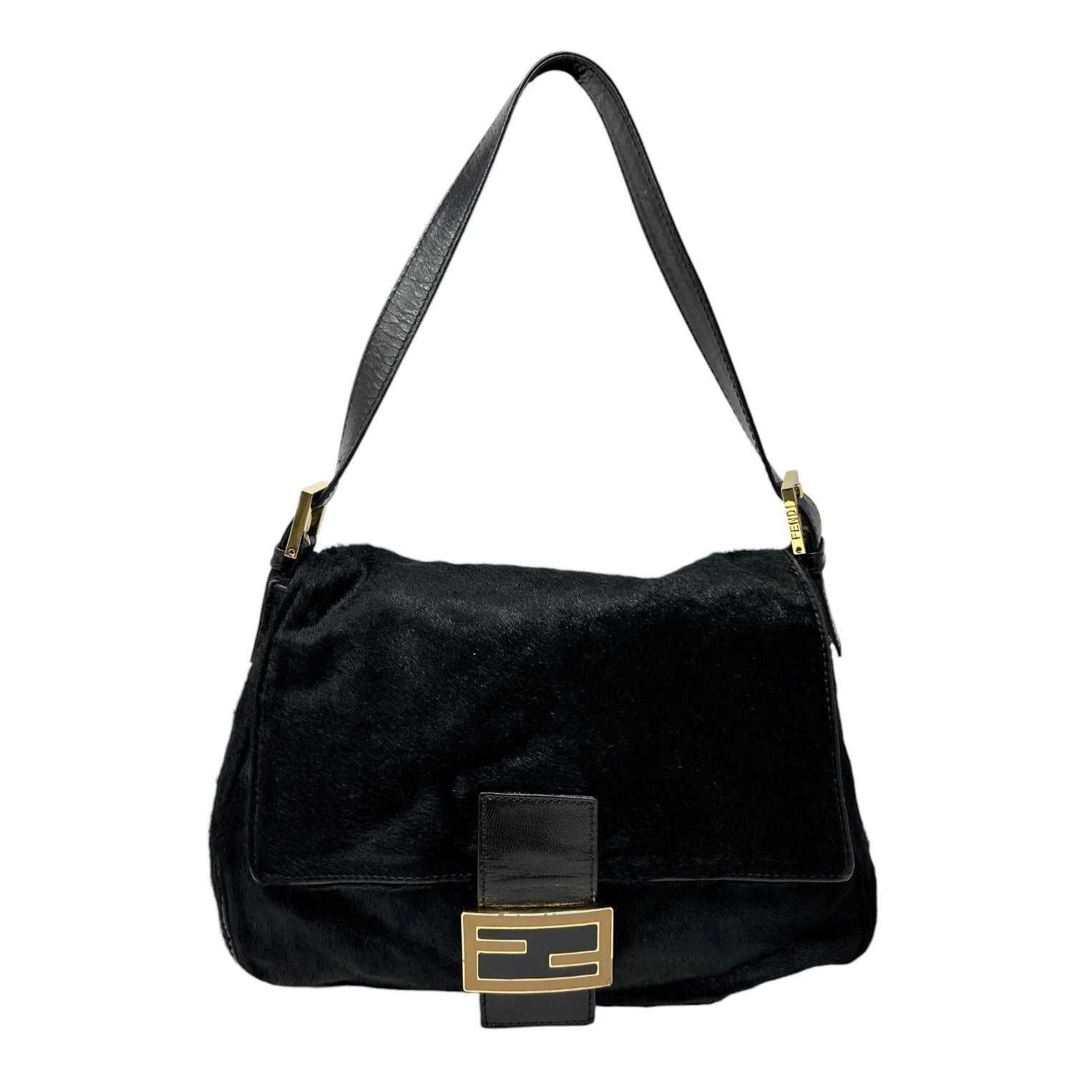 Fendi Black Calf-Hair Mama Baguette Bag