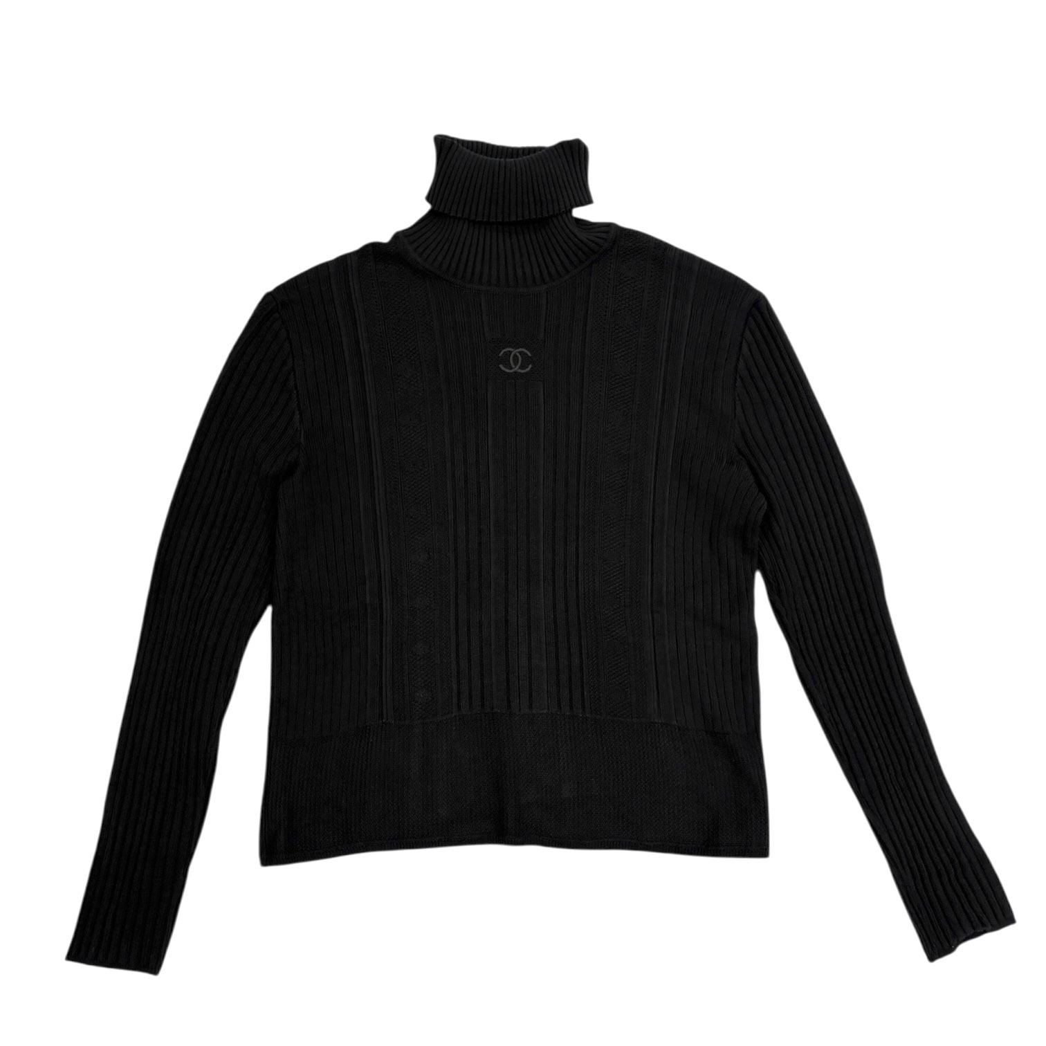 Chanel Black Logo Long Sleeve Sweater