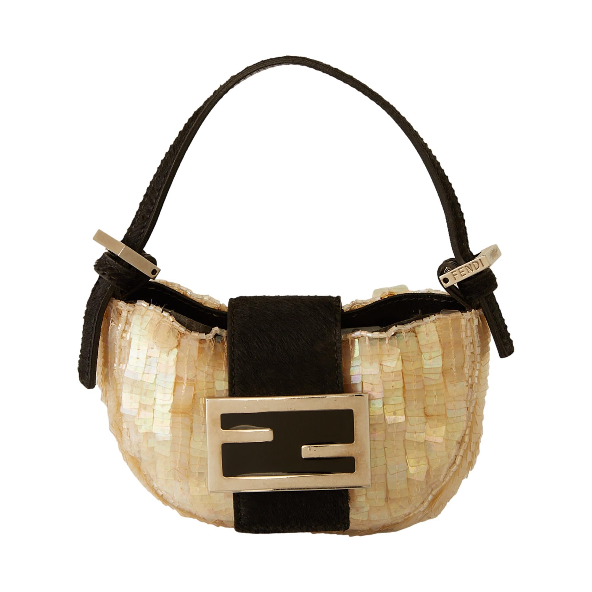 Fendi Iridescent Sequin Micro Baguette Bag