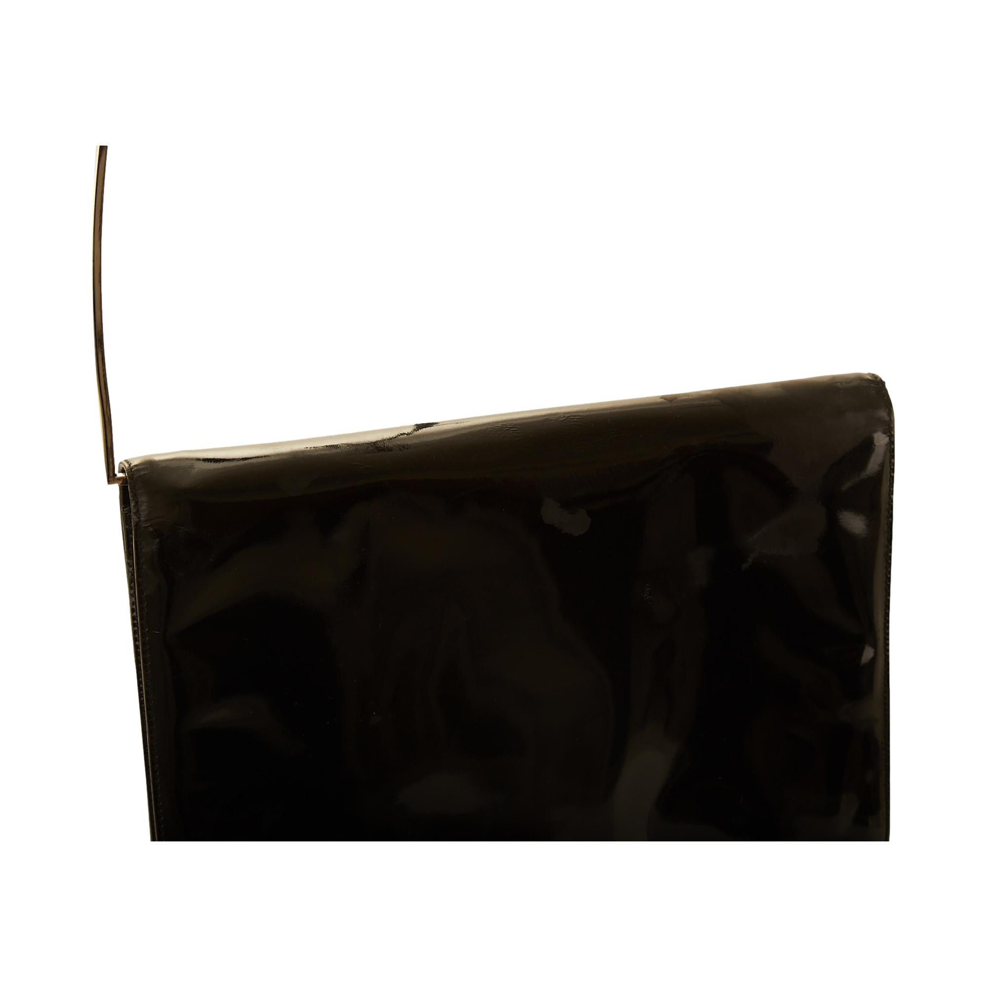 Gucci x Tom Ford Black Patent Metal Handle Bag