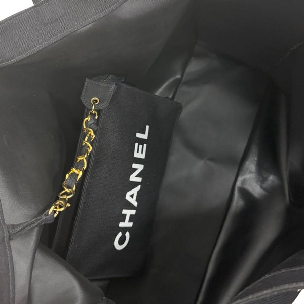 Chanel Black Logo Chain Tote