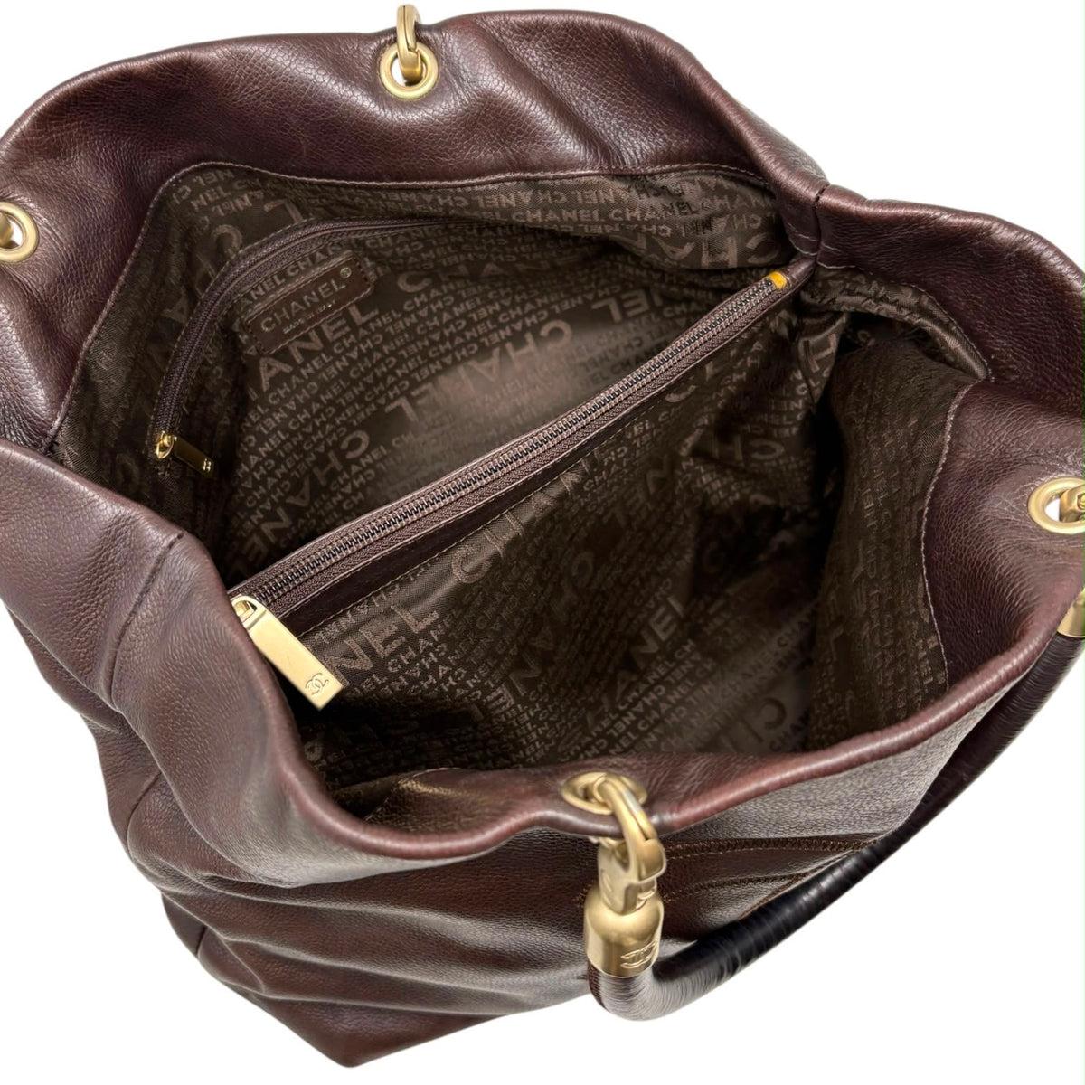 Chanel Brown Caviar Structured Handle Bag
