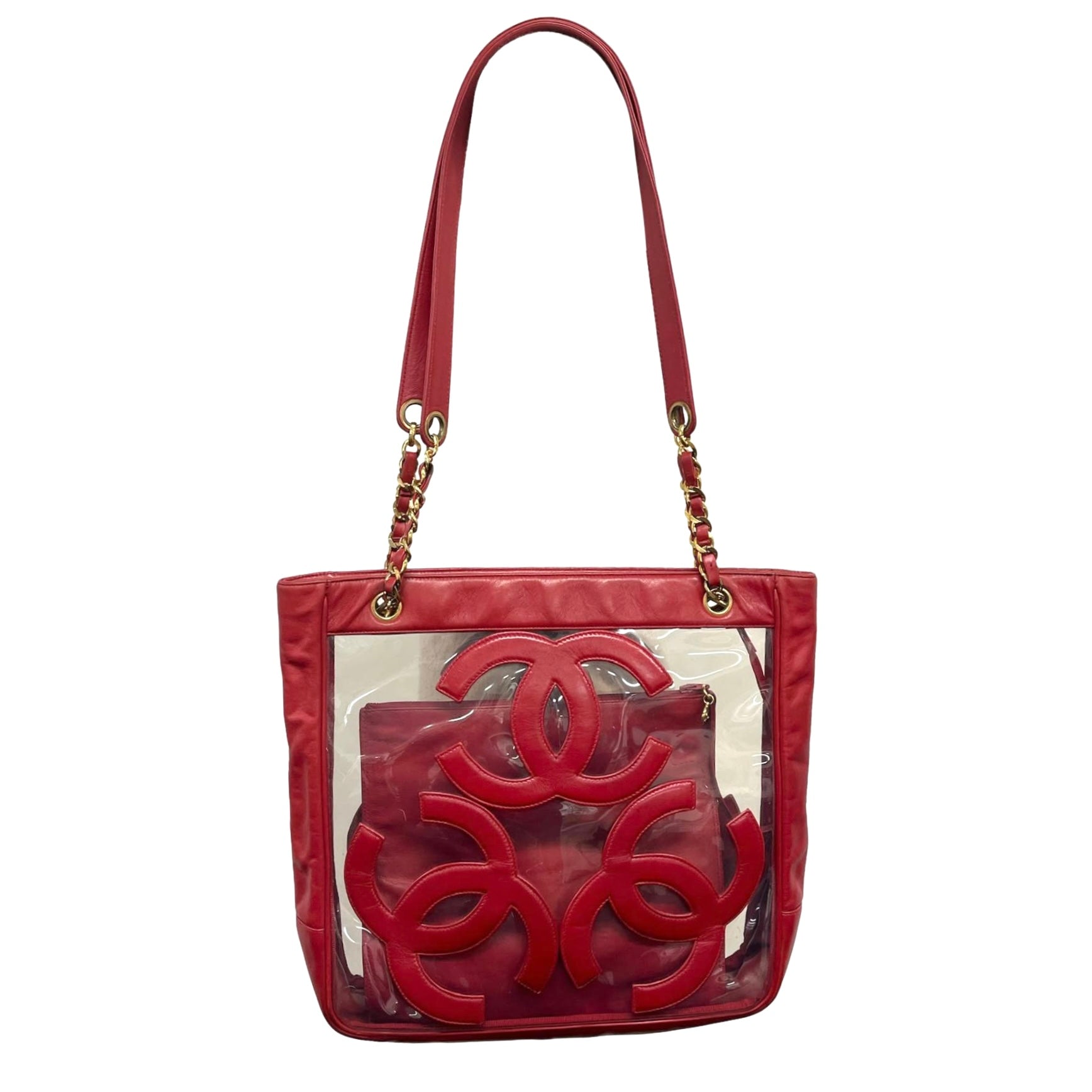 Chanel Red Transparent Chain Bag