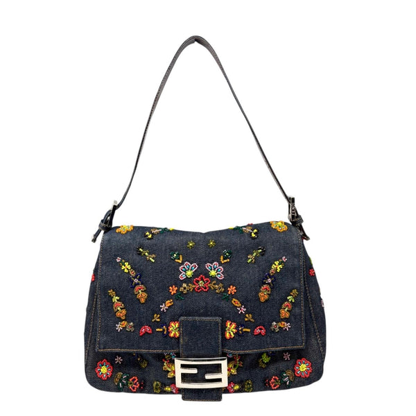 Fendi Denim Beaded Mamma Baguette