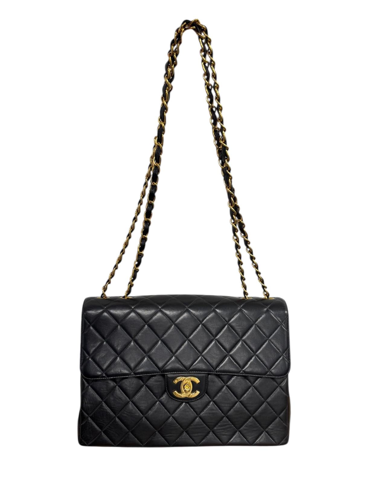 Chanel Black Jumbo Turnlock Flap Bag