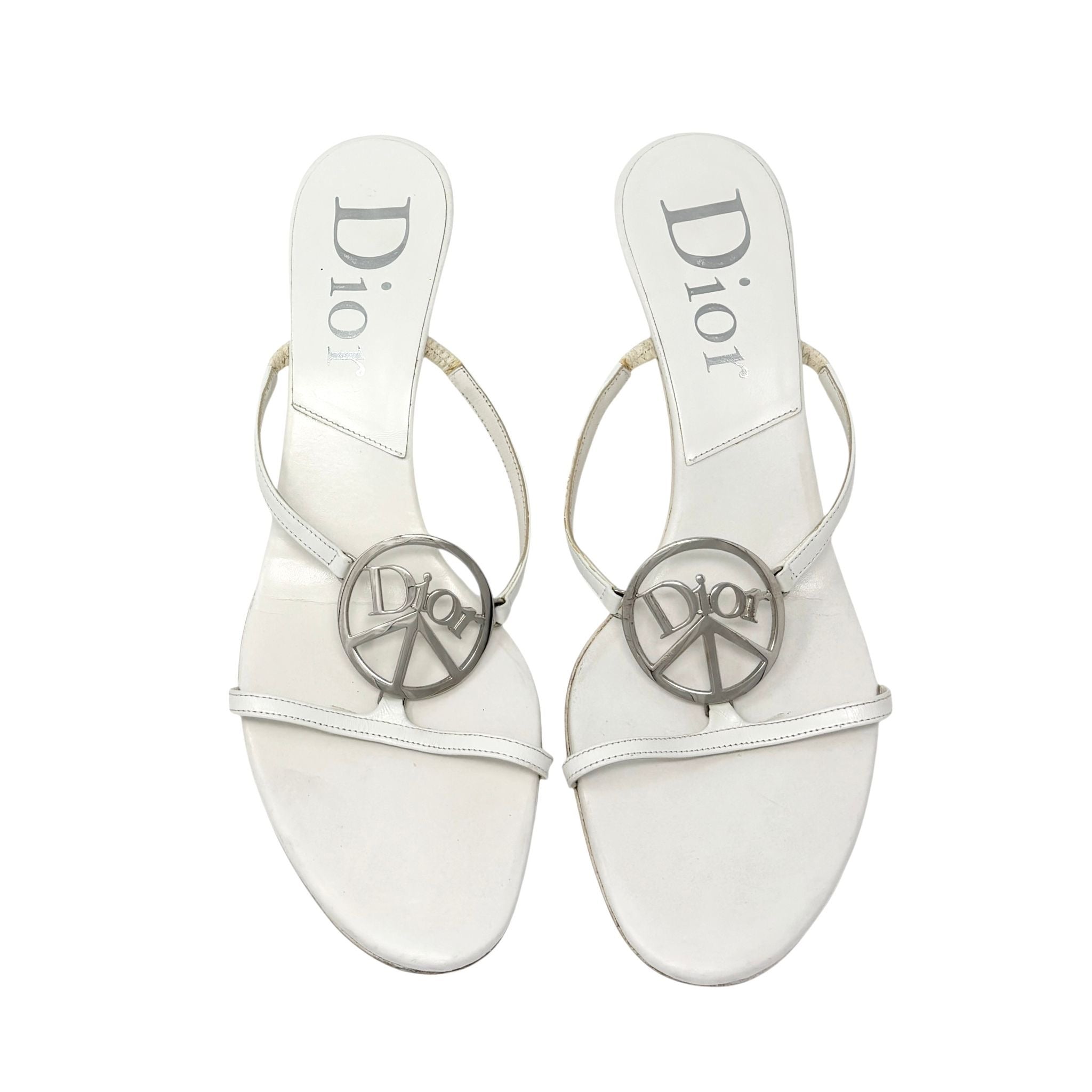 Christian Dior ホワイト ミュール C&Dロゴ CHRISTIAN DIOR Canvas Embroidered New York Dway Mules Slide