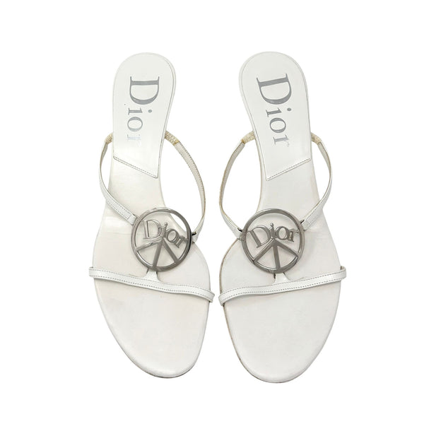 Dior White Logo Peace Heels – Treasures of NYC