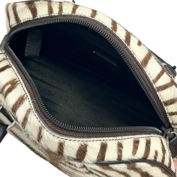 Prada Brown Zebra Top Handle Bag