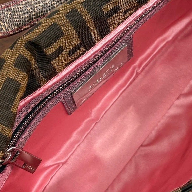 Fendi Brown Beaded Logo Baguette
