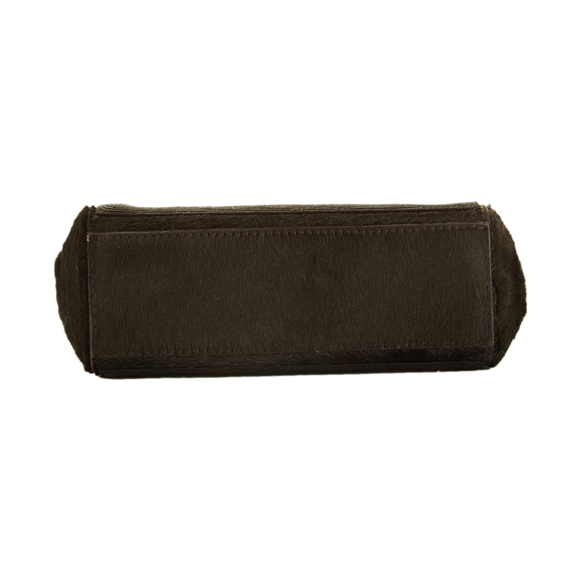 Versace Black Pony Hair/ Satin Mini Bag