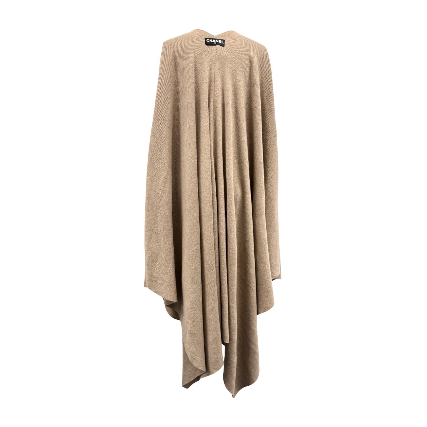 Chanel Beige Cashmere Oversized Poncho Wrap Top