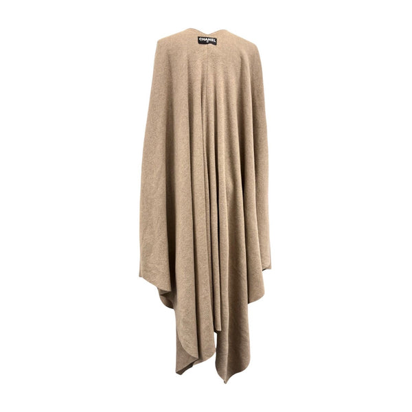 Chanel Beige Cashmere Oversized Poncho Wrap Top