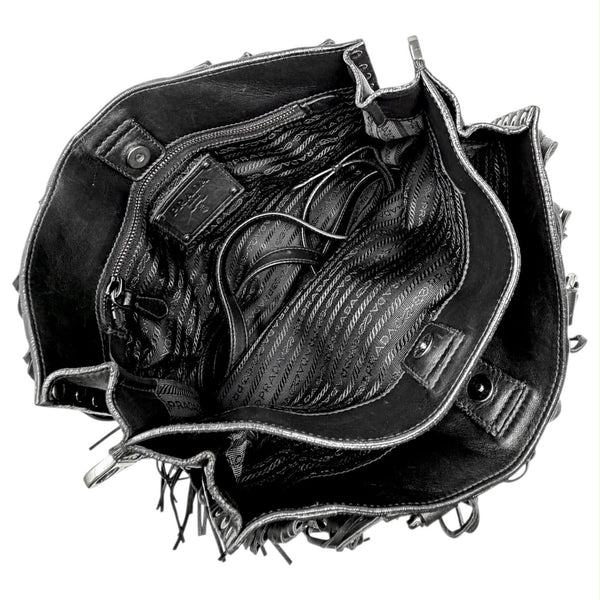 Prada Black Fringe Leather Shoulder Bag