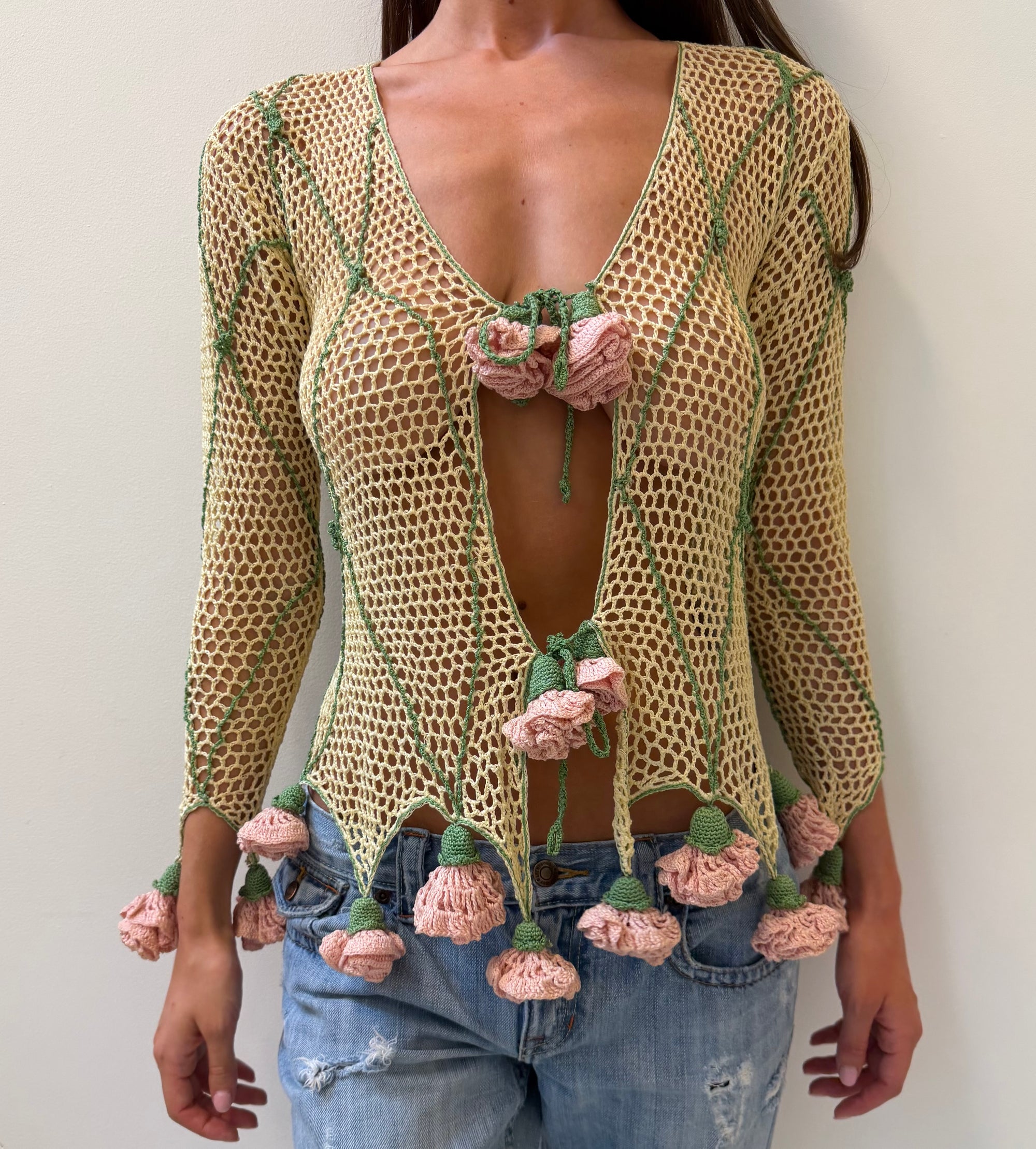 Moschino Crochet Floral Tie Top