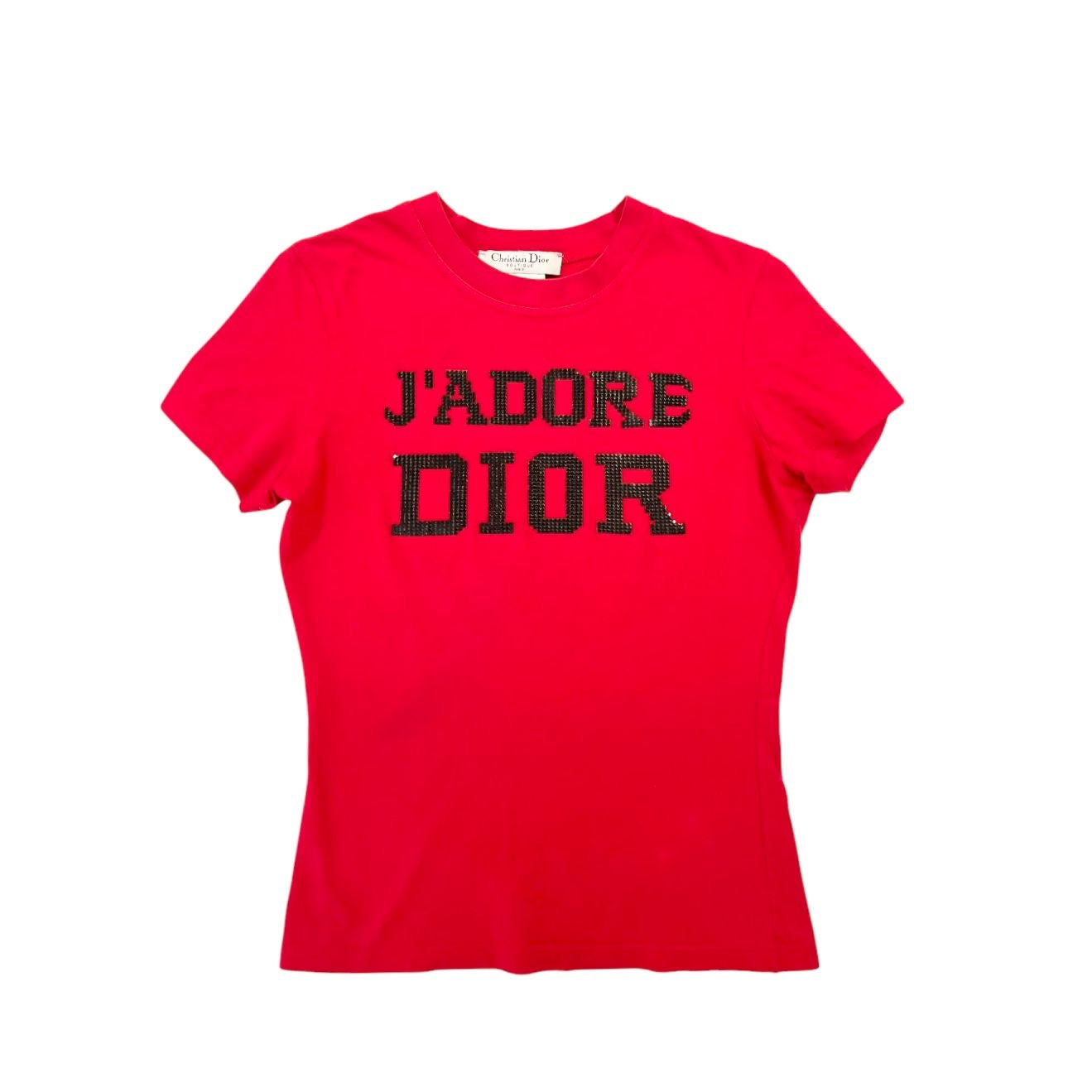 Dior Red Short Sleeve Studded Top