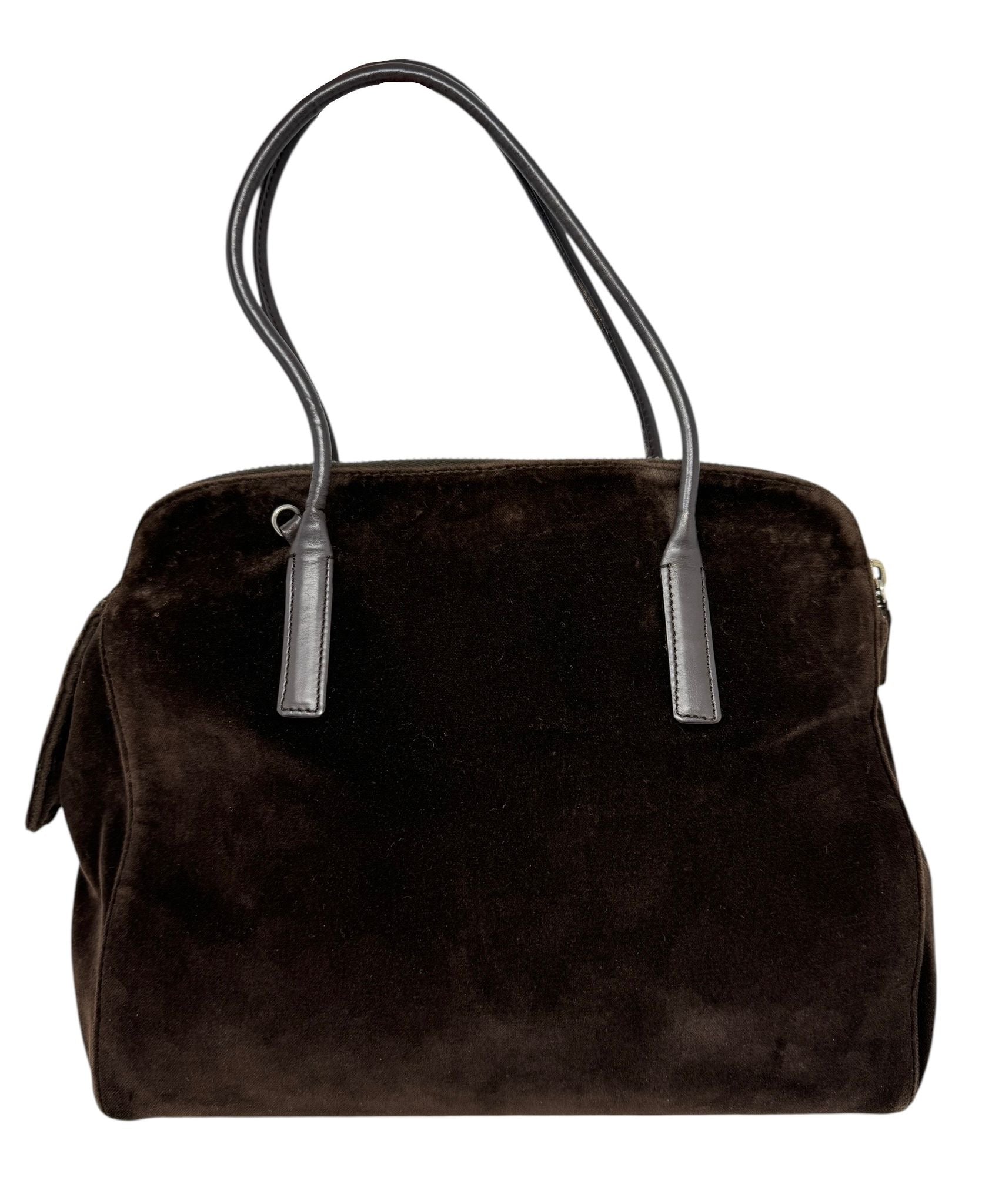 Prada Brown Velvet Large 2way Shoulder Bag