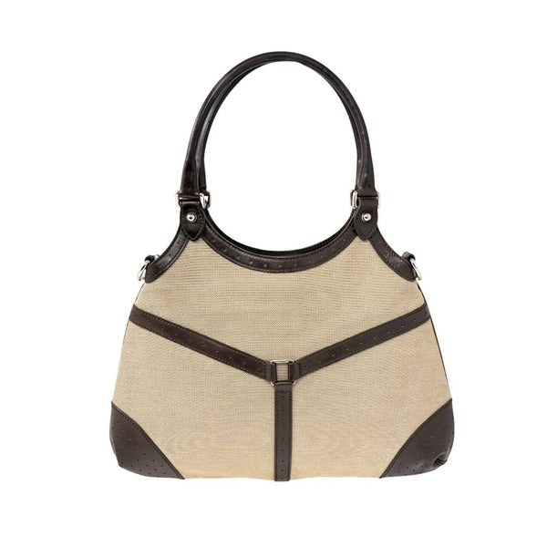 Gucci Logo Stripe Canvas Shoulder Bag