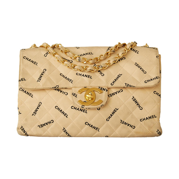 Chanel Beige XL Maxi Canvas Flap Bag