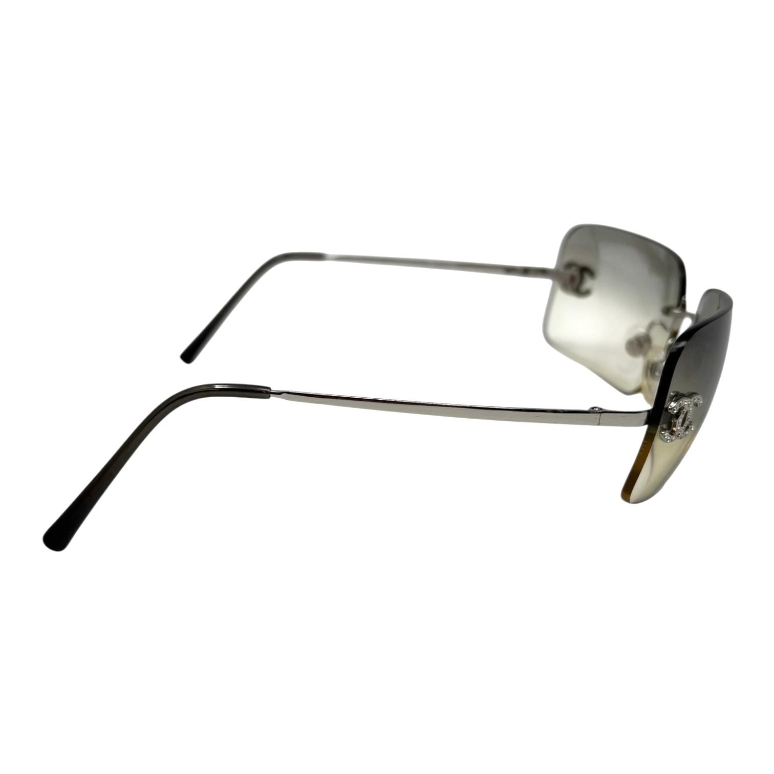 Chanel Grey Rhinestone Rimless Sunglasses