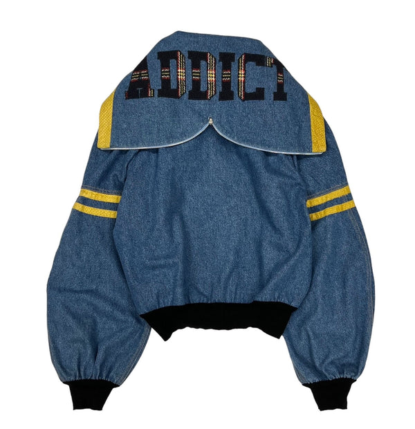 Dior 'Addict' Denim Hooded Letterman Jacket