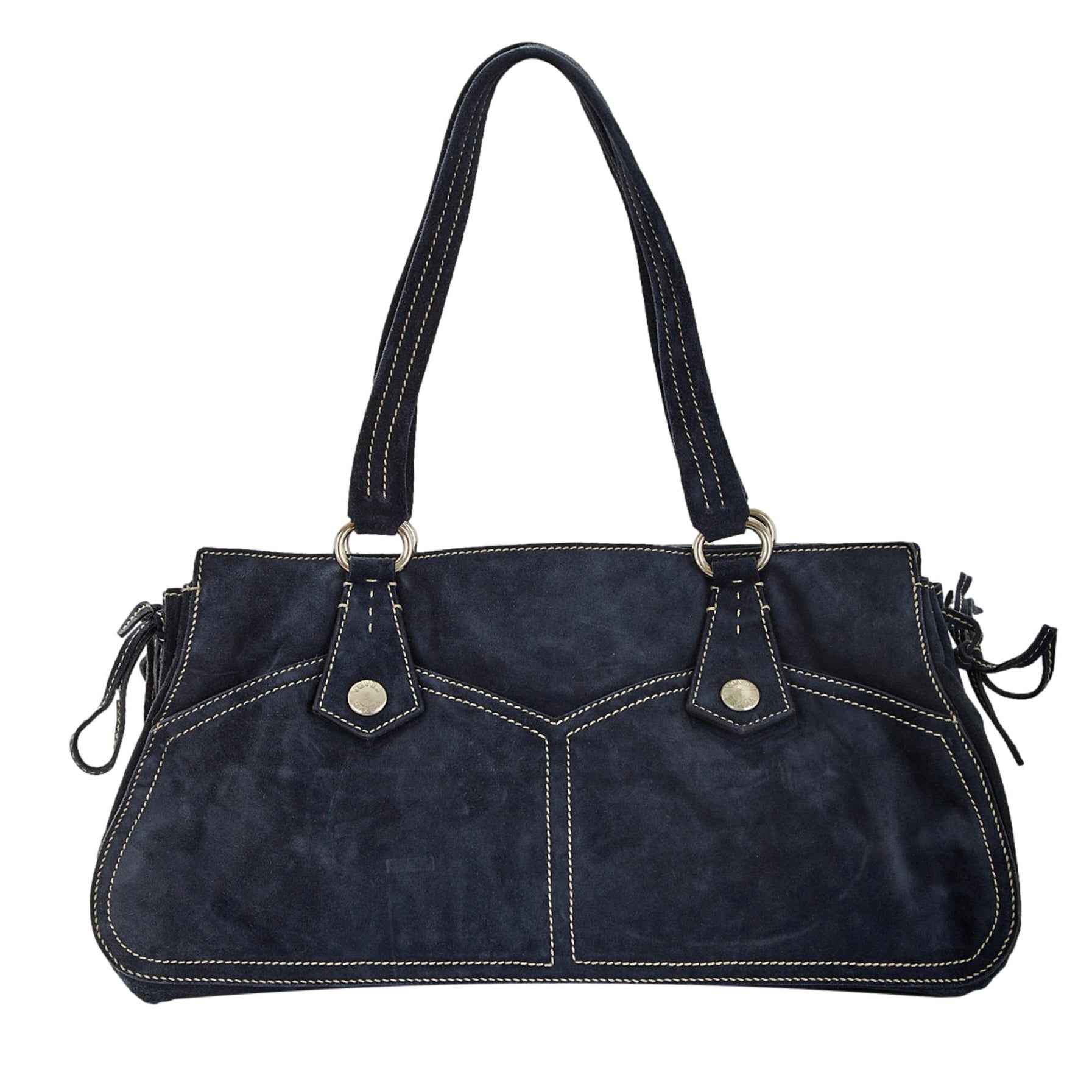 Prada Navy Suede Shoulder Bag