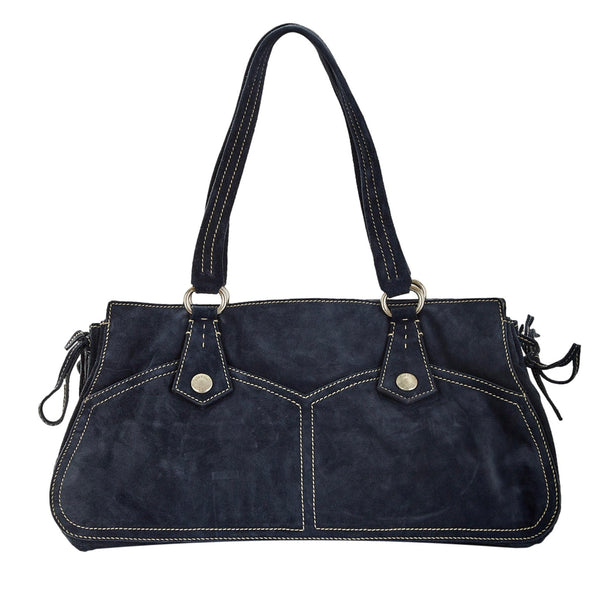 Prada Navy Suede Shoulder Bag