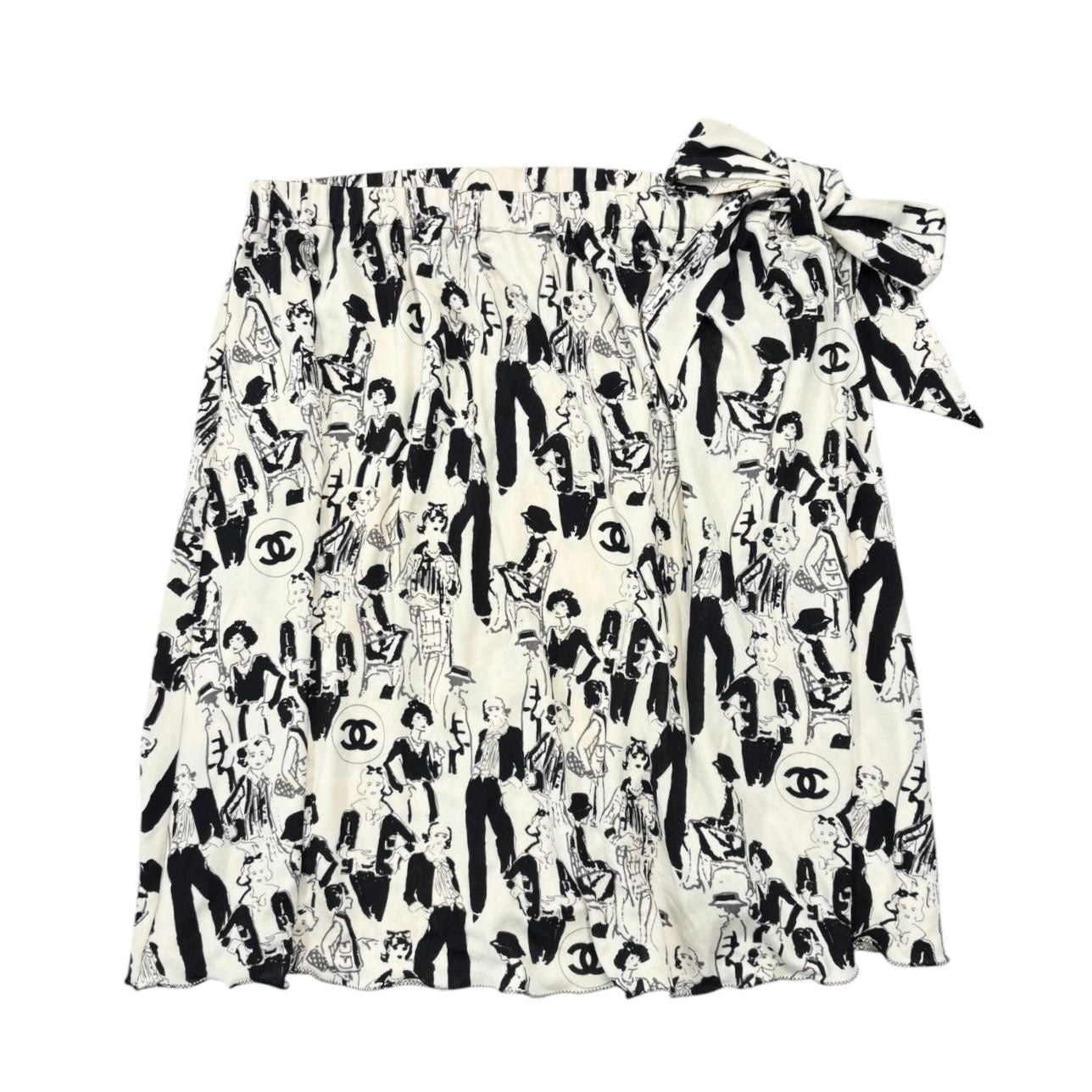 Chanel Mademoiselle Print Silk Skirt