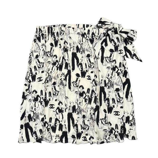 Chanel Mademoiselle Print Silk Skirt