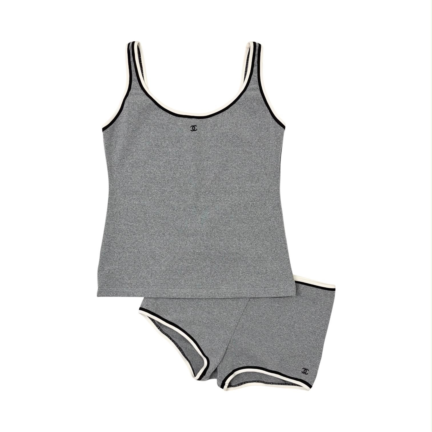 Chanel Grey Logo Short Set