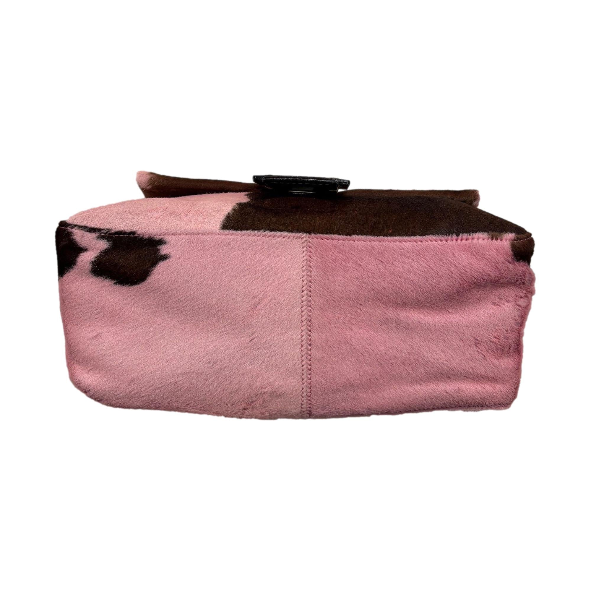 Fendi Pink Cow Print Mama Baguette Bag