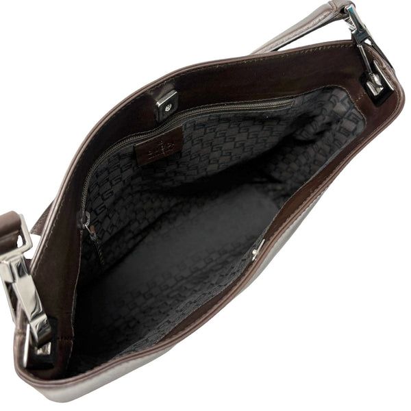 Gucci Logo Stripe Suede Shoulder Bag